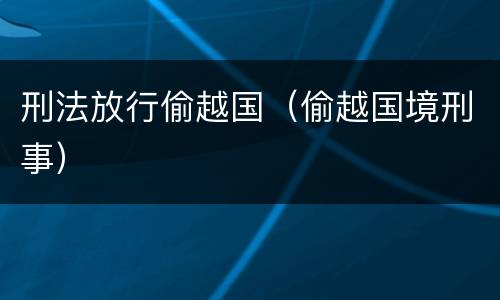 刑法放行偷越国（偷越国境刑事）