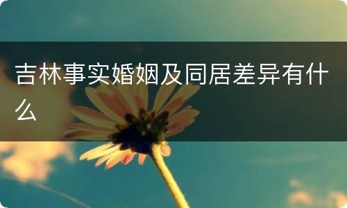 吉林事实婚姻及同居差异有什么