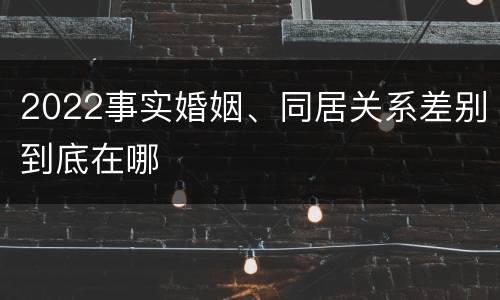 2022事实婚姻、同居关系差别到底在哪