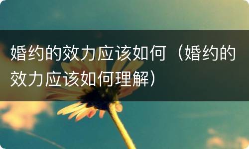 婚约的效力应该如何（婚约的效力应该如何理解）