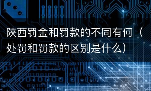 陕西罚金和罚款的不同有何（处罚和罚款的区别是什么）
