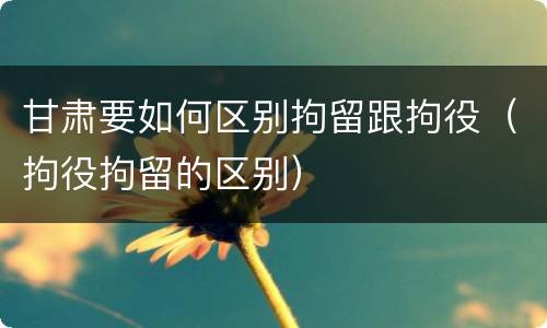 甘肃要如何区别拘留跟拘役（拘役拘留的区别）
