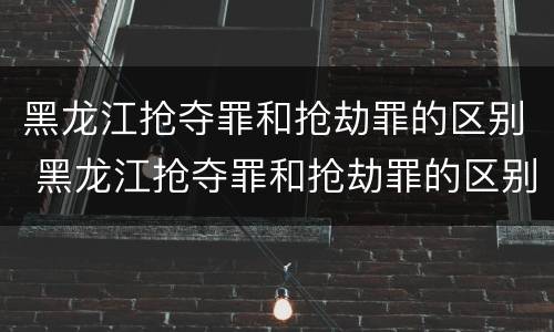 黑龙江抢夺罪和抢劫罪的区别 黑龙江抢夺罪和抢劫罪的区别是什么