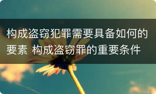 构成盗窃犯罪需要具备如何的要素 构成盗窃罪的重要条件