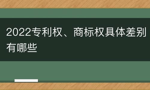 2022专利权、商标权具体差别有哪些