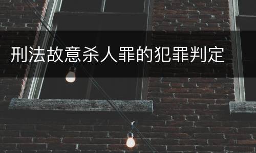刑法故意杀人罪的犯罪判定