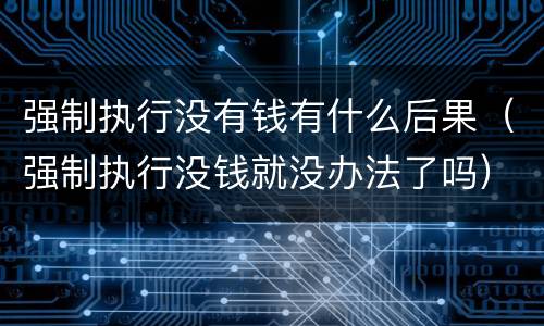 强制执行没有钱有什么后果（强制执行没钱就没办法了吗）