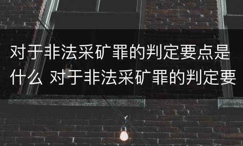 对于非法采矿罪的判定要点是什么 对于非法采矿罪的判定要点是什么意思