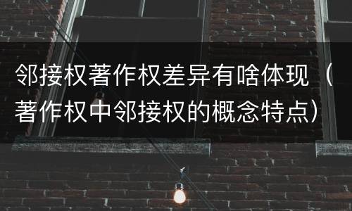 邻接权著作权差异有啥体现（著作权中邻接权的概念特点）
