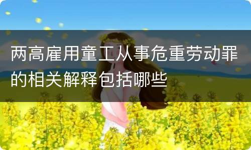 两高雇用童工从事危重劳动罪的相关解释包括哪些