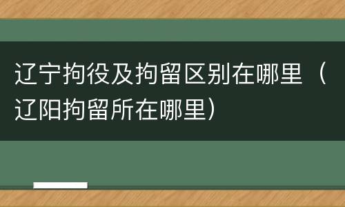 辽宁拘役及拘留区别在哪里（辽阳拘留所在哪里）