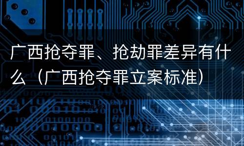 广西抢夺罪、抢劫罪差异有什么（广西抢夺罪立案标准）