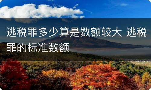 逃税罪多少算是数额较大 逃税罪的标准数额