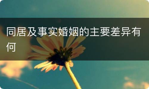 同居及事实婚姻的主要差异有何