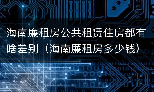 海南廉租房公共租赁住房都有啥差别（海南廉租房多少钱）