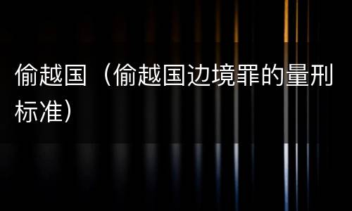 偷越国（偷越国边境罪的量刑标准）