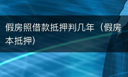假房照借款抵押判几年（假房本抵押）