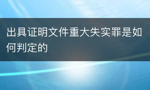 出具证明文件重大失实罪是如何判定的