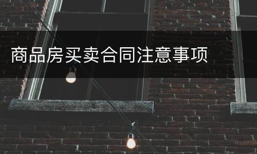 商品房买卖合同注意事项