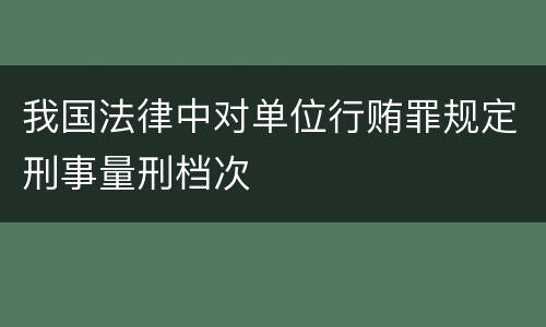 我国法律中对单位行贿罪规定刑事量刑档次