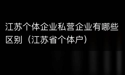 江苏个体企业私营企业有哪些区别（江苏省个体户）
