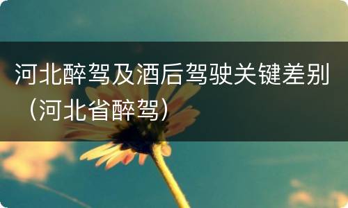 河北醉驾及酒后驾驶关键差别（河北省醉驾）