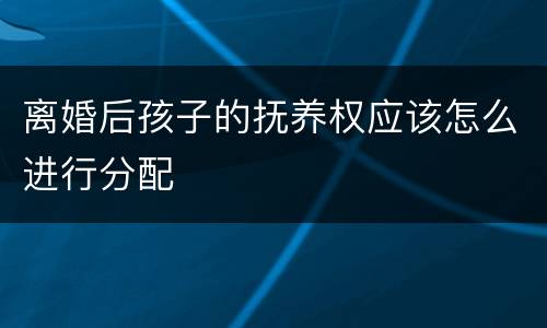离婚后孩子的抚养权应该怎么进行分配