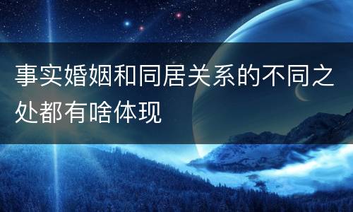事实婚姻和同居关系的不同之处都有啥体现
