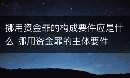挪用资金罪的构成要件应是什么 挪用资金罪的主体要件
