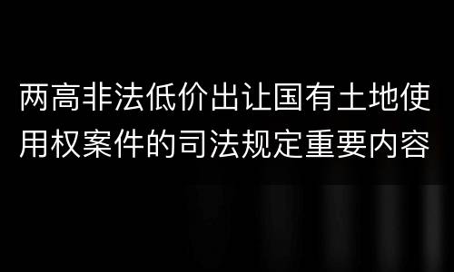 两高非法低价出让国有土地使用权案件的司法规定重要内容都有哪些