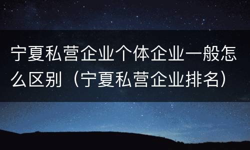 宁夏私营企业个体企业一般怎么区别（宁夏私营企业排名）
