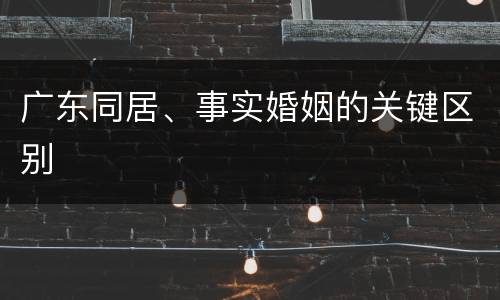 广东同居、事实婚姻的关键区别