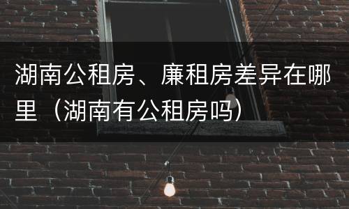 湖南公租房、廉租房差异在哪里（湖南有公租房吗）