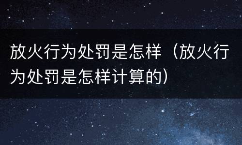 放火行为处罚是怎样（放火行为处罚是怎样计算的）