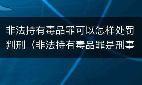 非法持有毒品罪可以怎样处罚判刑（非法持有毒品罪是刑事犯罪吗）