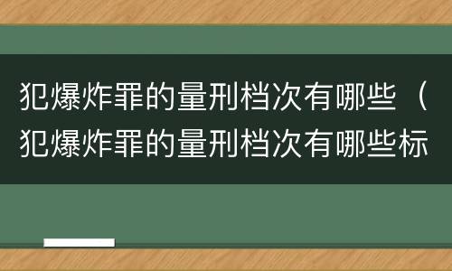 犯爆炸罪的量刑档次有哪些（犯爆炸罪的量刑档次有哪些标准）