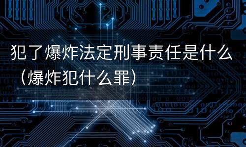 犯了爆炸法定刑事责任是什么（爆炸犯什么罪）