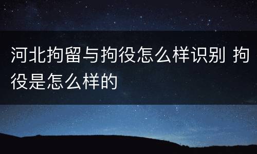 河北拘留与拘役怎么样识别 拘役是怎么样的