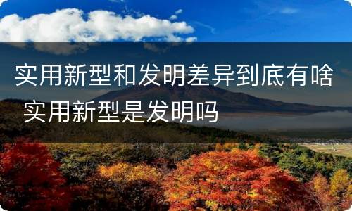 实用新型和发明差异到底有啥 实用新型是发明吗