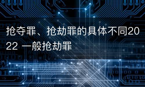 抢夺罪、抢劫罪的具体不同2022 一般抢劫罪