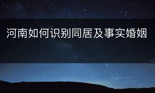 河南如何识别同居及事实婚姻