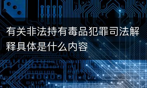 有关非法持有毒品犯罪司法解释具体是什么内容