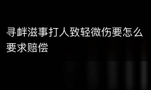 寻衅滋事打人致轻微伤要怎么要求赔偿
