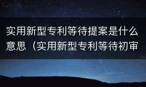 实用新型专利等待提案是什么意思（实用新型专利等待初审）