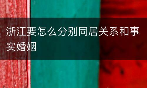 浙江要怎么分别同居关系和事实婚姻