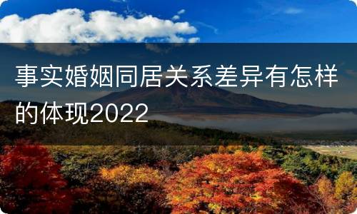 事实婚姻同居关系差异有怎样的体现2022