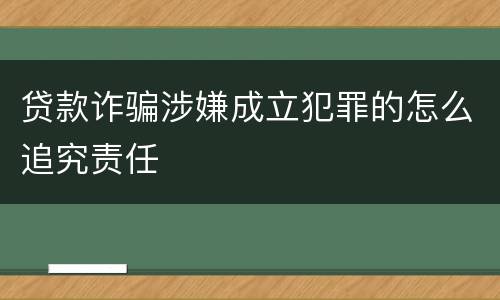 贷款诈骗涉嫌成立犯罪的怎么追究责任
