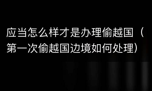 应当怎么样才是办理偷越国（第一次偷越国边境如何处理）