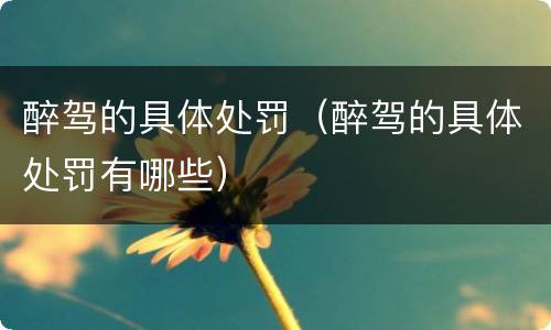 醉驾的具体处罚（醉驾的具体处罚有哪些）