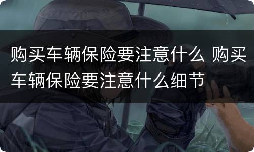 购买车辆保险要注意什么 购买车辆保险要注意什么细节